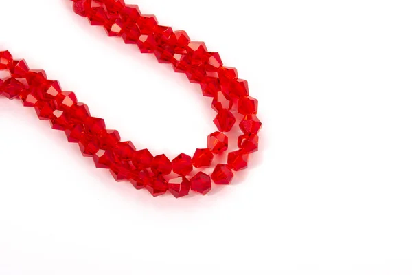 Beautiful Red Glass Sparkle Crystal Isoalted Beads White Background Use — Stock Photo, Image