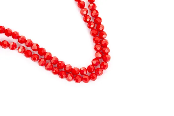 Beautiful Red Glass Sparkle Crystal Isoalted Beads White Background Use — Stock Photo, Image