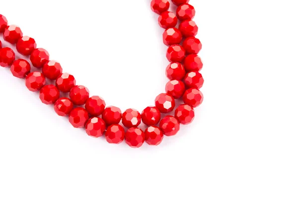 Schöne Red Glass Sparkle Kristall Isoalted Perlen Auf Weißem Hintergrund — Stockfoto