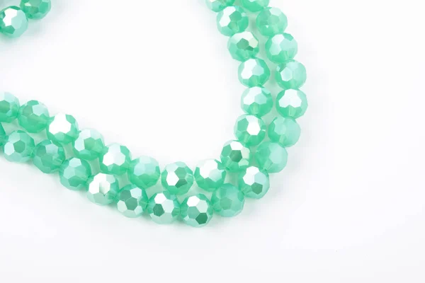 Beautiful Light Green Glass Sparkle Crystal Isoelevbeads White Background Используйте — стоковое фото
