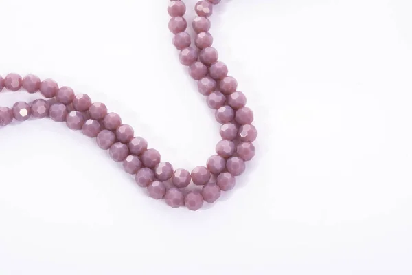 Beautiful Light Purple Glass Sparkle Crystal Isoelevated Beads White Background — стоковое фото