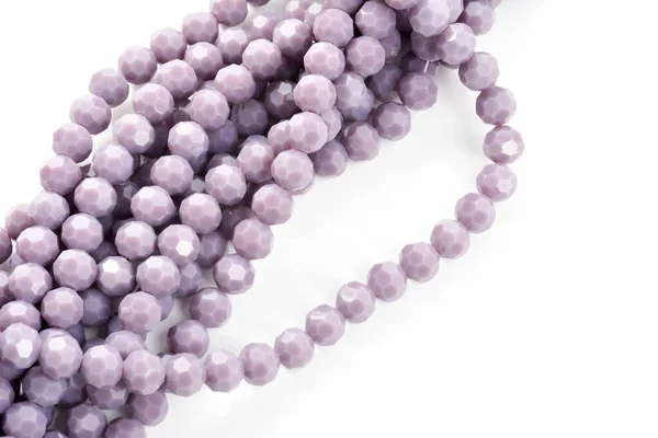 Beautiful Light Purple Glass Sparkle Crystal Isoalted Beads White Background — Stock Photo, Image
