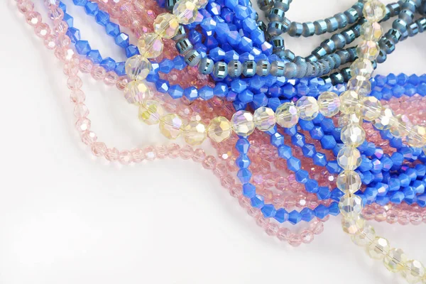 Mix Perline Scintillanti Vetro Sfaccettate Colore Materiali Lavori Creativi Sfondo — Foto Stock