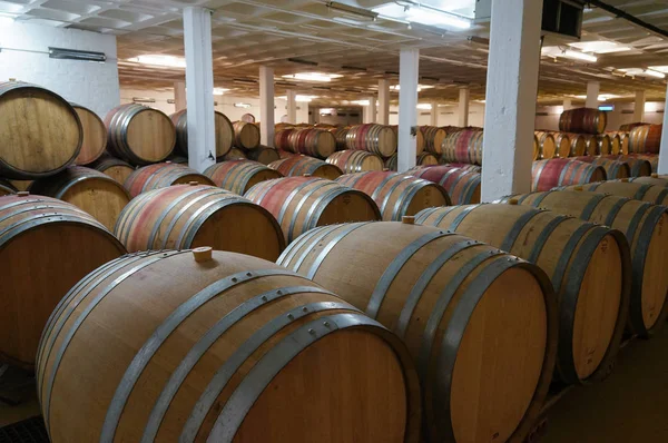 Barrels of South African wine stacked for sale — Stock Photo, Image