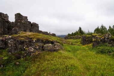 Thingvellir Ulusal Parkı Yazın, İzlanda.