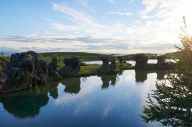Lav kaya oluşumları, Hofdi, Lake Myvatn, İzlanda