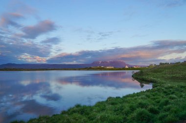 Güzel manzara panorama adlı Lake Myvatn, İzlanda.