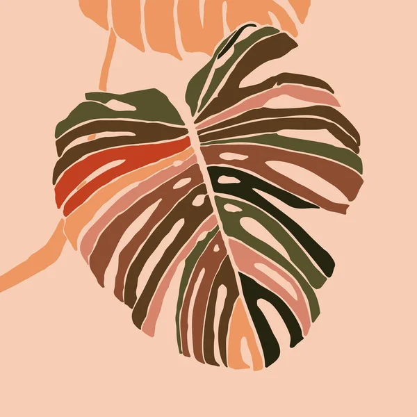 Feuilles de monstère tropicale dans un style minimaliste. Silhouette d'une plante dans un style contemporain. Illustration vectorielle — Image vectorielle