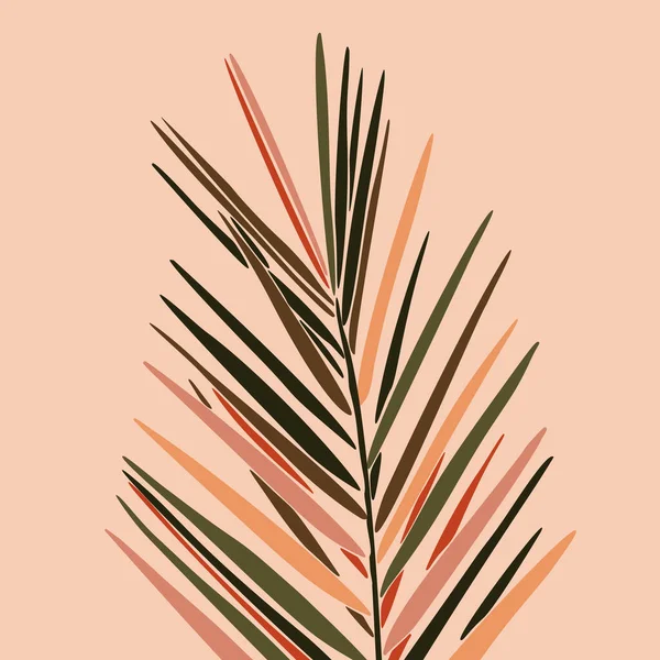 Tropical Dypsis leaves in a minimalist trendy style. Silhouette of a plant in a abstract style. Vector illustration — Stock Vector