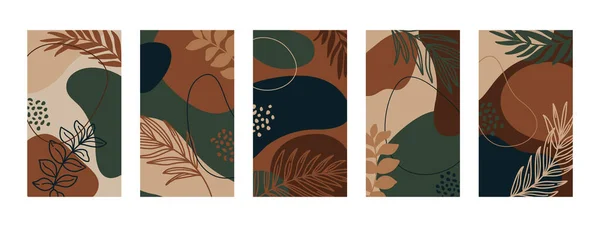 Arka planda palmiye yaprakları ve farklı şekiller oluşturun. Asgari doğrusal olarak soyut Mobil Duvar kağıtları. Vektör