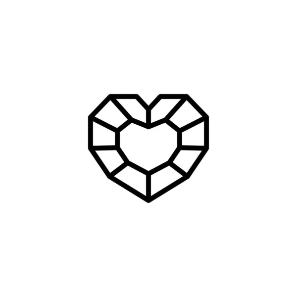 Алмазна ікона серця в модному простому лінійному стилі. Векторний логотип дорогоцінного каміння — стоковий вектор