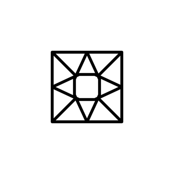 Das sechseckige, quadratische Diamant-Umrisssymbol ist ein schlichter trendiger Stil. Vektor-Logo von Edelstein — Stockvektor