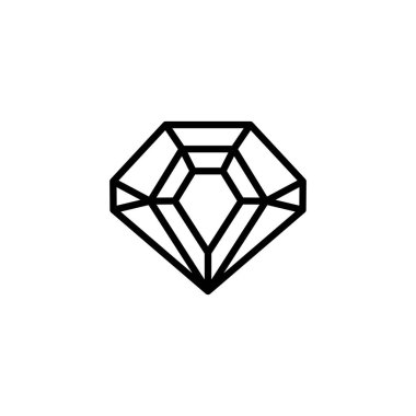 Altıgen elmas taslak simgesi basit bir moda tarzıdır. Değerli taşın vektör logosu