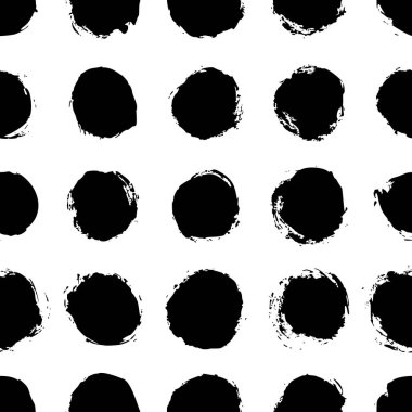 Pürüzsüz puantiyeli el fırçayla çizilmiş. Dairelerin vektör tek renkli Grunge dokusu.