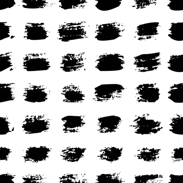 Grunge coup de pinceau motif sans couture. Texture abstraite dessinée à la main avec une encre. Vecteur Monochrome fond scandinave — Image vectorielle