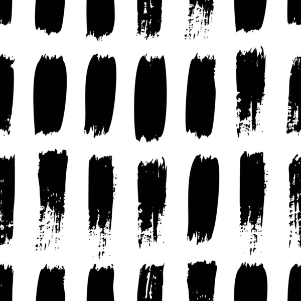 Grunge tah štětcem bezešvé vzor. Abstraktní textura ručně kreslená inkoustem. Vektor černobílý skandinávský pozadí — Stockový vektor