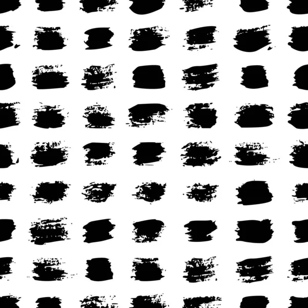 Grunge borstel slag naadloos patroon. Abstracte textuur hand getekend met een inkt. Vector Monochrome Scandinavische achtergrond — Stockvector