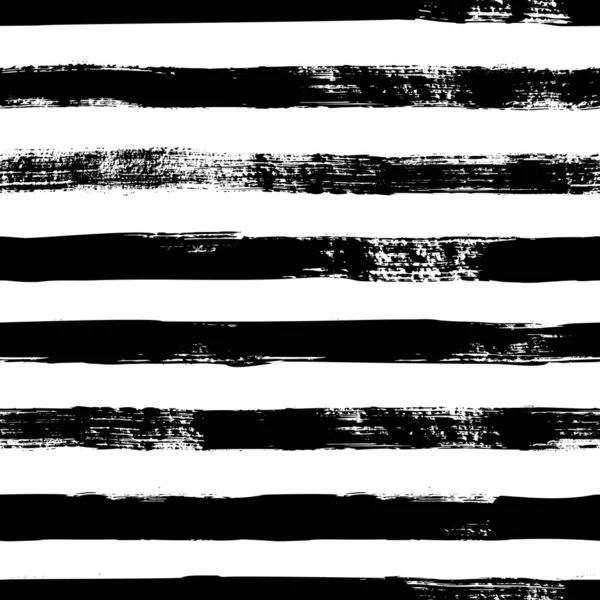 Grunge strips naadloos patroon. Abstracte textuur hand getekend met een inkt penseel slagen. Vector Monochrome achtergrond — Stockvector