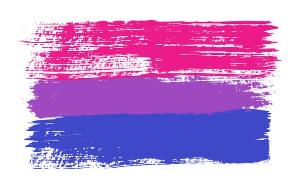 Grunge bisexual pride flag. Vector banner Symbol of LGBT movement. LGBTQ community — Stok Vektör