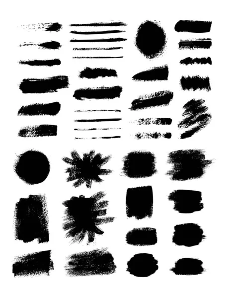 Insamling Bläck Brush Strokes Uppsättning Vektor Grunge Brushes Smutsiga Texturer — Stock vektor