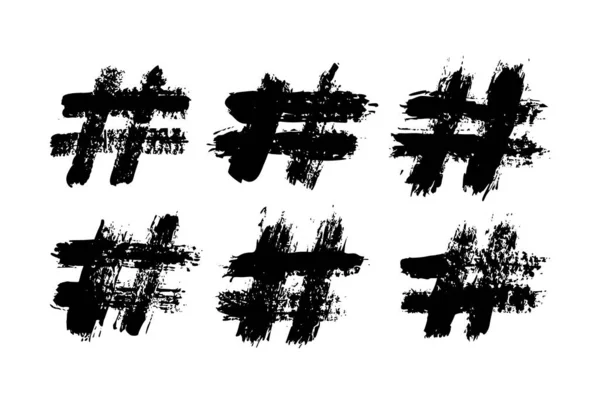 Hashtag Zeichen Von Pinselstrichen Vector Grunge Kommunikationsschild Für Blog Social — Stockvektor