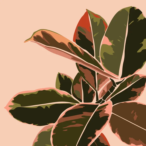 Tropiska Ficus Löv Minimalistisk Trendig Stil Silhuett Växt Samtida Enkel — Stock vektor