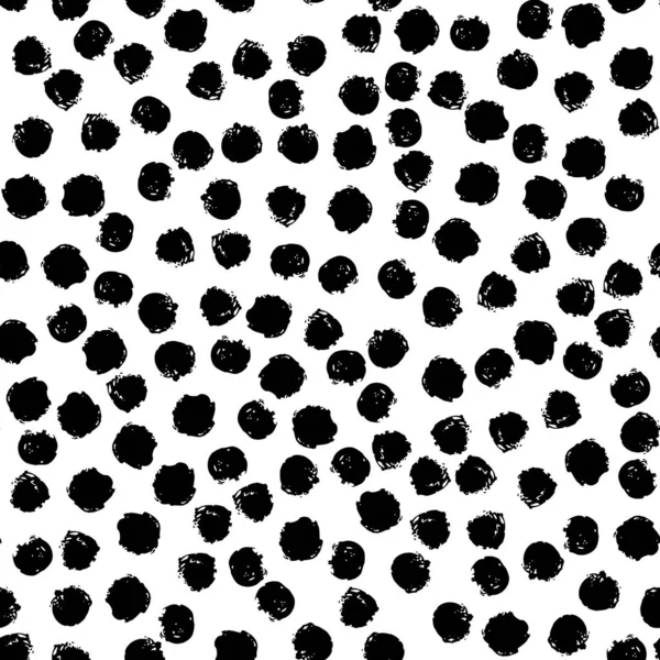 Απρόσκοπτη polka dot σχέδιο χέρι που με ένα πινέλο. Διάνυσμα Μονόχρωμη Grunge υφή των κύκλων. Σκανδιναβικό υπόβαθρο — Διανυσματικό Αρχείο