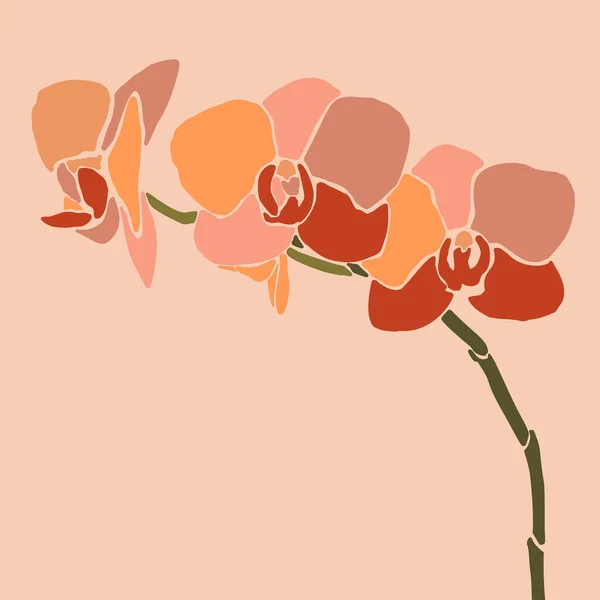 Art Collage Orchideenblume in einem minimalen trendigen Stil. Silhouette von Orchideenpflanzen auf rosa Hintergrund. Vektor — Stockvektor