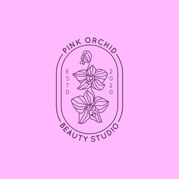 Дизайн логотипу Orchid шаблон в простому мінімальному лінійному стилі. Vector floral emblem and icon for Beauty Salon, SPA. — стоковий вектор
