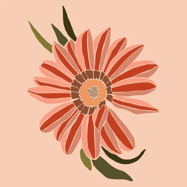 Colagem Arte Gazania Flor Estilo Moderno Mínimo Silhueta Flor Estilo — Vetor de Stock