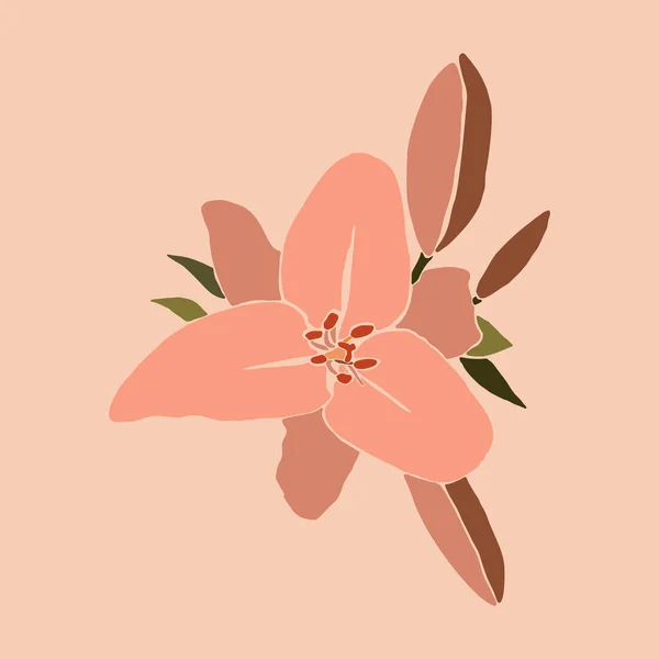 Konstcollage Lilja Blomma Minimal Trendig Stil Silhuett Liljeväxter Modern Enkel — Stock vektor