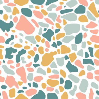 Terrazzo zemini pürüzsüz nane ve sarı renklerle kaplı. Vektör arkaplanı