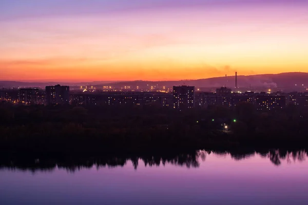 Pohled Noční Město Novokuzněck — Stock fotografie