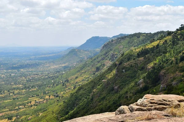 Живописные Горные Пейзажи Против Неба Сельской Местности Кении Наманга Хиллс — стоковое фото