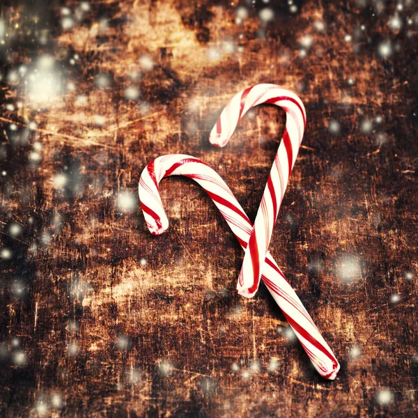 Karácsonyi kártya csíkos kemény cukorka bot — Stock Fotó