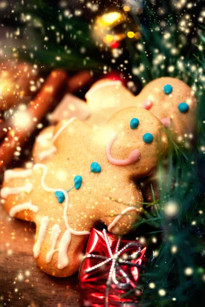 Christmas homemade gingerbread man cookies — Stock Photo, Image