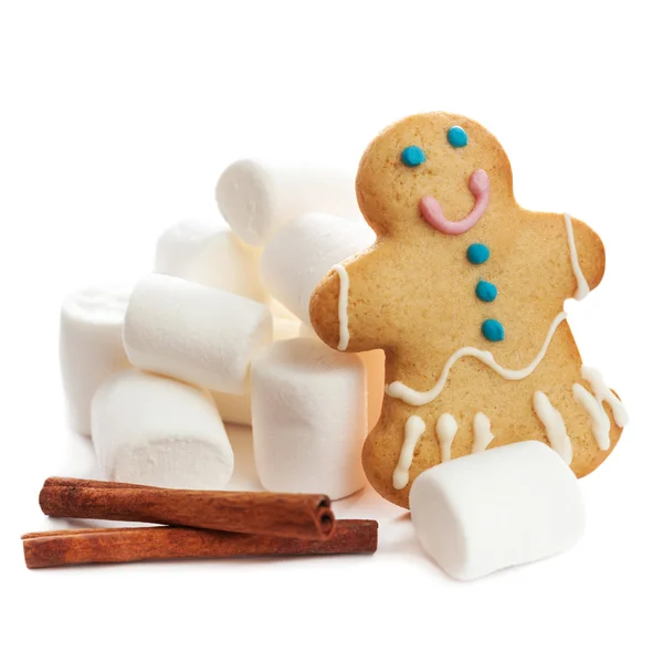 Kerstkaart - gingerbread man cookie — Stockfoto