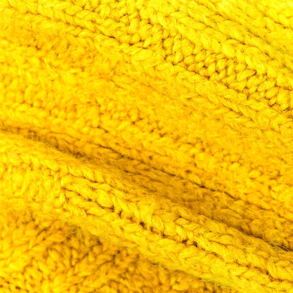 Amarelo Tecido de lã de malha textura — Fotografia de Stock