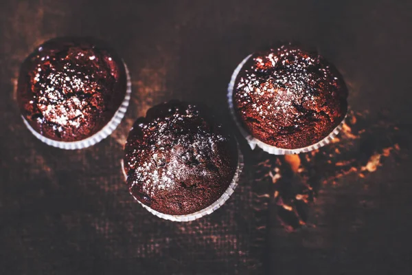 Chocolate dark muffins — Stock Photo, Image