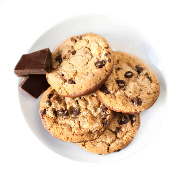 Chocolate chip cookies macro — Stock Photo, Image