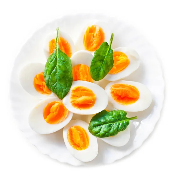 Boiled halved eggs — Stock Photo, Image