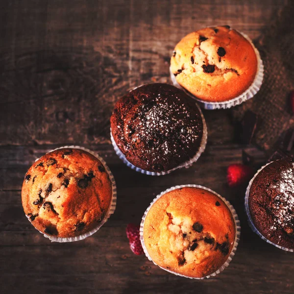 Chocolade muffins close-up — Stockfoto