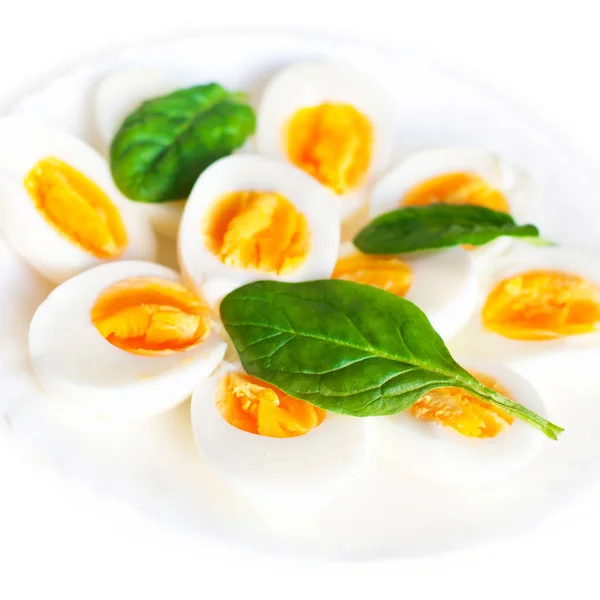 Boiled halved eggs — Stock Photo, Image