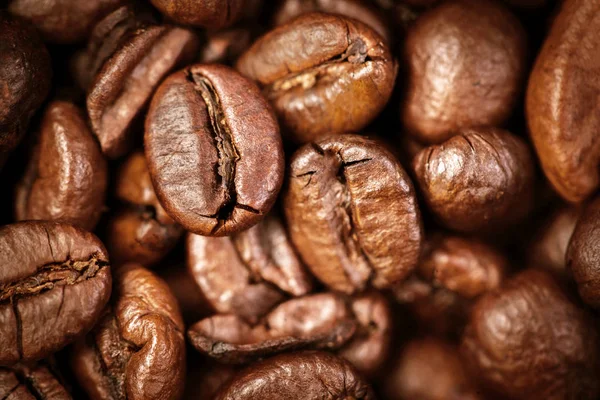 Granos de café macro fondo de pantalla . —  Fotos de Stock