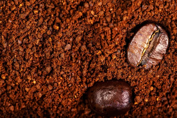 Ground Coffee with Roasted Coffee Beans — Stock Photo, Image