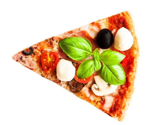 Margherita pizza com manjericão fresco . — Fotografia de Stock