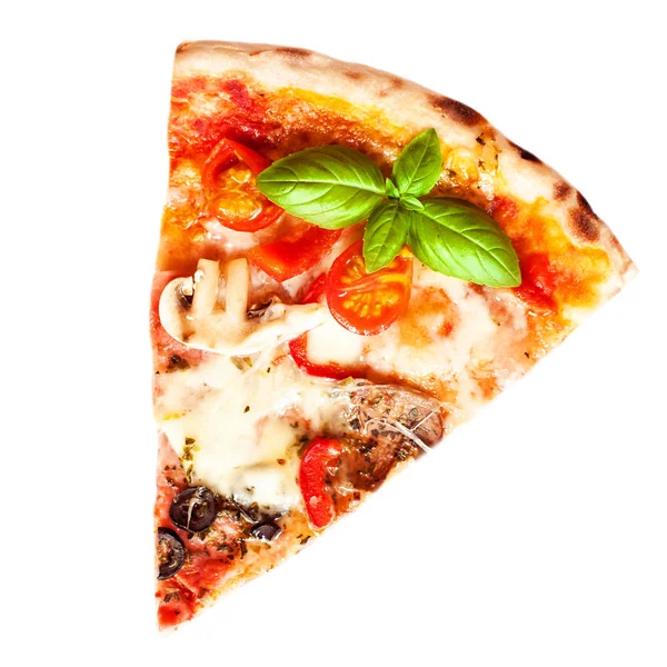 Pizza Margherita con albahaca fresca . — Foto de Stock