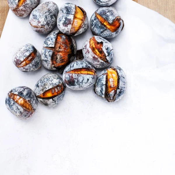 Roasted chestnuts with copy space. — Stock Photo, Image