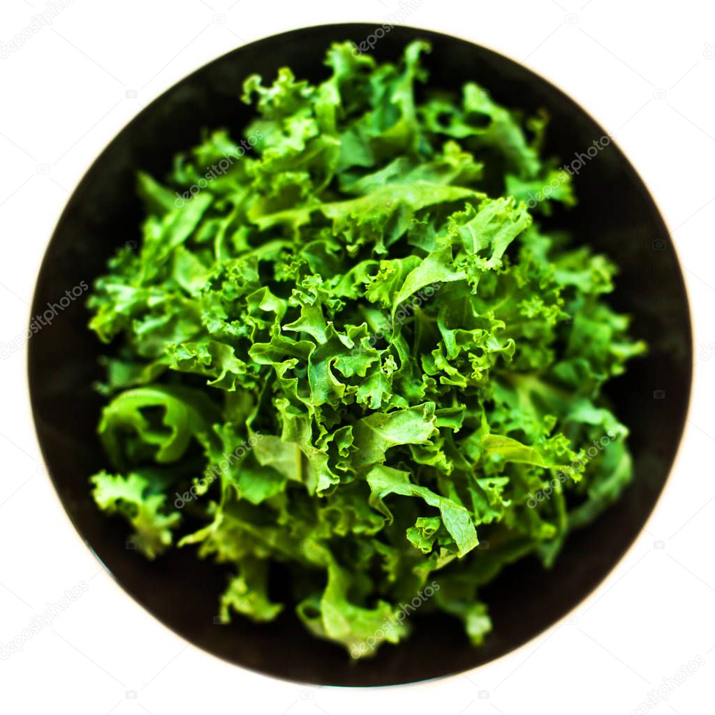 Fresh green kale salad leaves