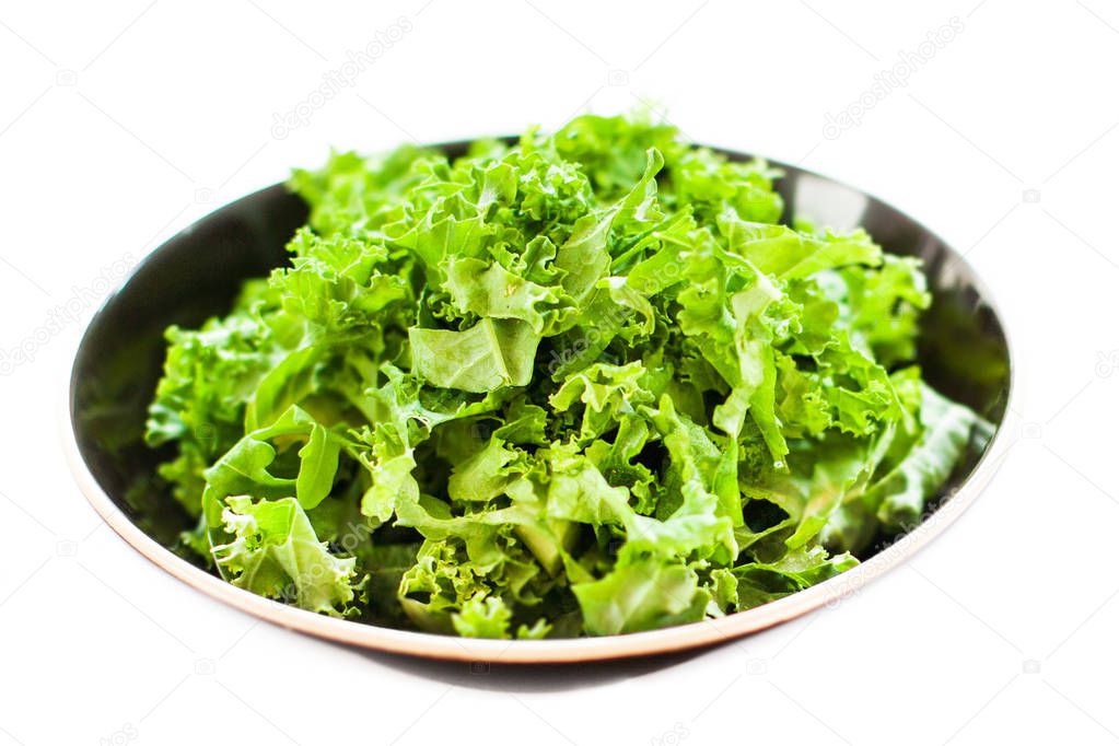 Fresh green kale salad leaves